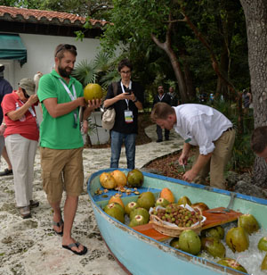 Attendees check out coconuts at Montgomery