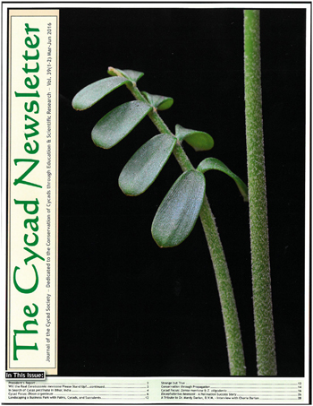 The cover of The Cycad Newsletter March to June 2014