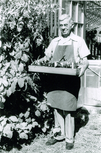 Archive Photo of Robert H. Montgomery holding seedlings