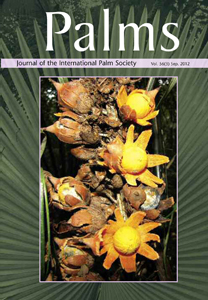 The cover of Palms: the Journal of the International Palm Society, September 2012